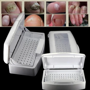 1Pc Branco Novo manicure ferramenta de esterilização caixa de Esterilizador Bandeja Caixa de Esterilização de Limpar a Arte do Prego do Salão de Manicure Implementar Ferramenta
