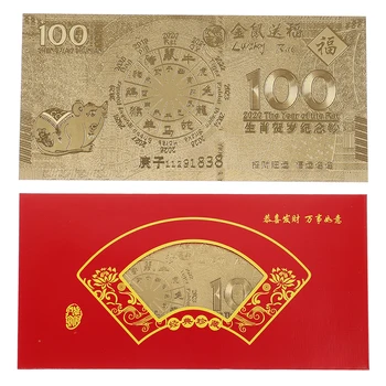Ano Do Rato Placa De Ouro Comemorativa Do Dinheiro De Papel Do Zodíaco Chinês Colecionáveis