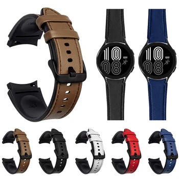 Oficial de Estilo Pulseira de Couro Para Samsung Galaxy Watch 4 Clássico 46mm 42mm Extremidade Curva Bracelete Para o Galaxy Watch4 40MM 44MM Correa