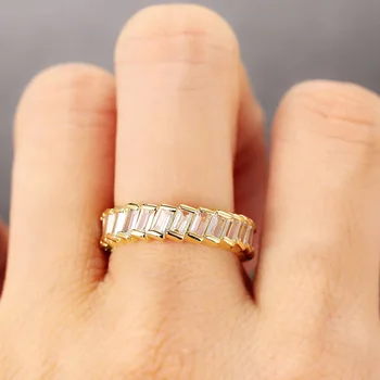 Luxo Cuboidal Zircão Anéis Para as Mulheres de Design Único, Cheio de Cristal do Anel de Promessa de Moda Festa de Casamento Jóias Acessórios OHR066