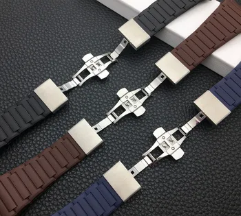 Marca 23x33mm pulseira de silicone macio de borracha de correia do PLUTÔNIO para a Porsche design de alça preto azul marrom Banda Assista 6620 ferramentas gratuitas de fivela