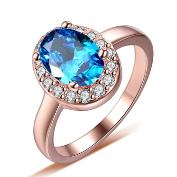 Alta qualidade da moda azul cz zircão de pedra, de prata 925 senhoras dedo anéis de casamento de jóias por atacado de presente de noivado