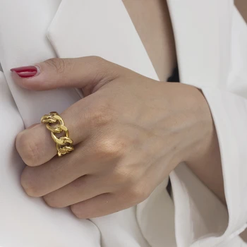Cadeia Twist Design Vintage Mulheres Anéis de Todos-jogo Anéis de Dedo Link Torcida Geométricas Simples Toques Retrô Abertura Regulável Anéis