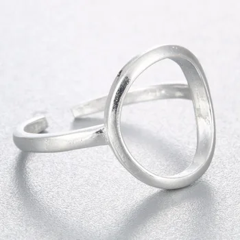Kinitial Simples Bowknot Estrelas Anéis para as Mulheres a Abrir Redondo Anéis de Jóias de Moda Geométrica Símbolo Cor de Prata Anel Bola de Festa Presente