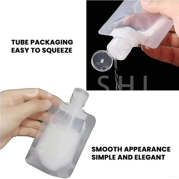 50 Pcs de Viagem Reutilizável Embalagem Clamshell Saco Vazio Squeeze Plástico levante-se o Malote do Bico para Shampoo, Loção 30 ml 50 ml 100 ml