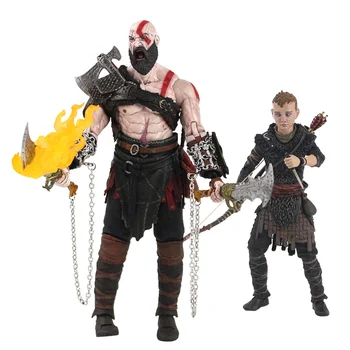 10-20cm NECA Deus da Guerra Kratos & Atreus Final de PVC Figura de Ação Conjunto Colecionáveis Modelo de Brinquedo de Presente