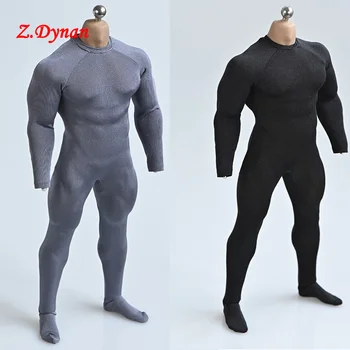 1/6 Escala do corpo masculino modelo de roupa preta cinza apertado macacão elástico roupas de gelo seda ajuste TBL PH M35 forte sem costura, bonecas