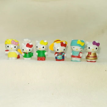 6pcs Pequenas Meninas Brinquedos Artesanais Vaso Olá KT Animação Gato de contar Histórias Adereços Animal Bonecas 4-4.5 cm NO2