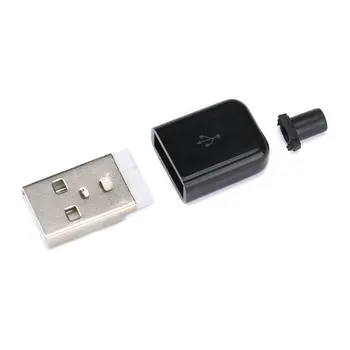10pcs/lot Preto Micro USB conector Macho de Conector USB DIY Kit com Capas de soldagem de Dados OTG interface de linha de DIY cabo de dados acessórios