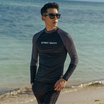 SAILBEE homens do protetor do prurido de camisa de Mens T-Shirt Manga comprida trajes de Banho Floatsuit Tops UV Natação RashGuard de Surf Vela dropshipping