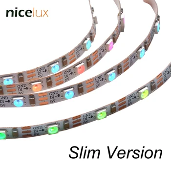 Mini Pixel flexível de 3 Pinos LED Strip DC5V 60LEDs/M 5mm Versão Slim Não-impermeável SK6812 Sonho Cor Perseguindo Digital Luz