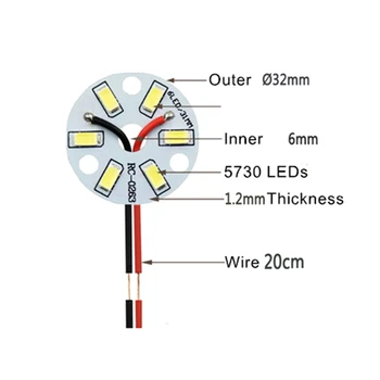 10Pcs Exemplo SMD 5730 3W 32mm Luz Branca LED de Iluminação da Placa de Painel Fonte de Contas Placa de Alumínio da Base de dados