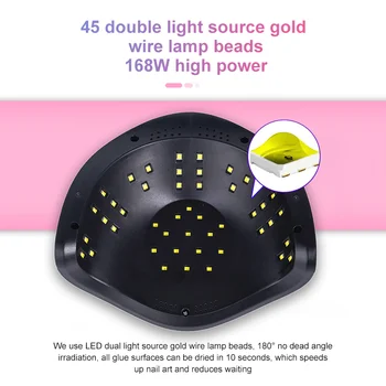 168W Prego Lâmpada Dispositivo Sensor Inteligente de Fototerapia Lâmpada de secagem Rápida Prego Lâmpada Beleza da Arte do Prego Maquiagem Equipamentos Para o Lar