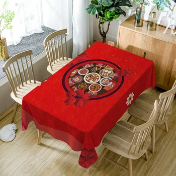 Estilo chinês tradicional 3d toalha de mesa de jantar, de padrão de poliéster de algodão toalha impermeável lavável toalha de mesa retangular