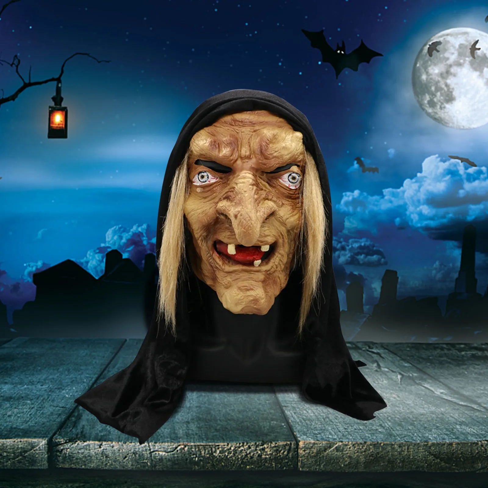 Halloween Horror Filme Bruxa Velha Máscara Falsa, Adulto Látex